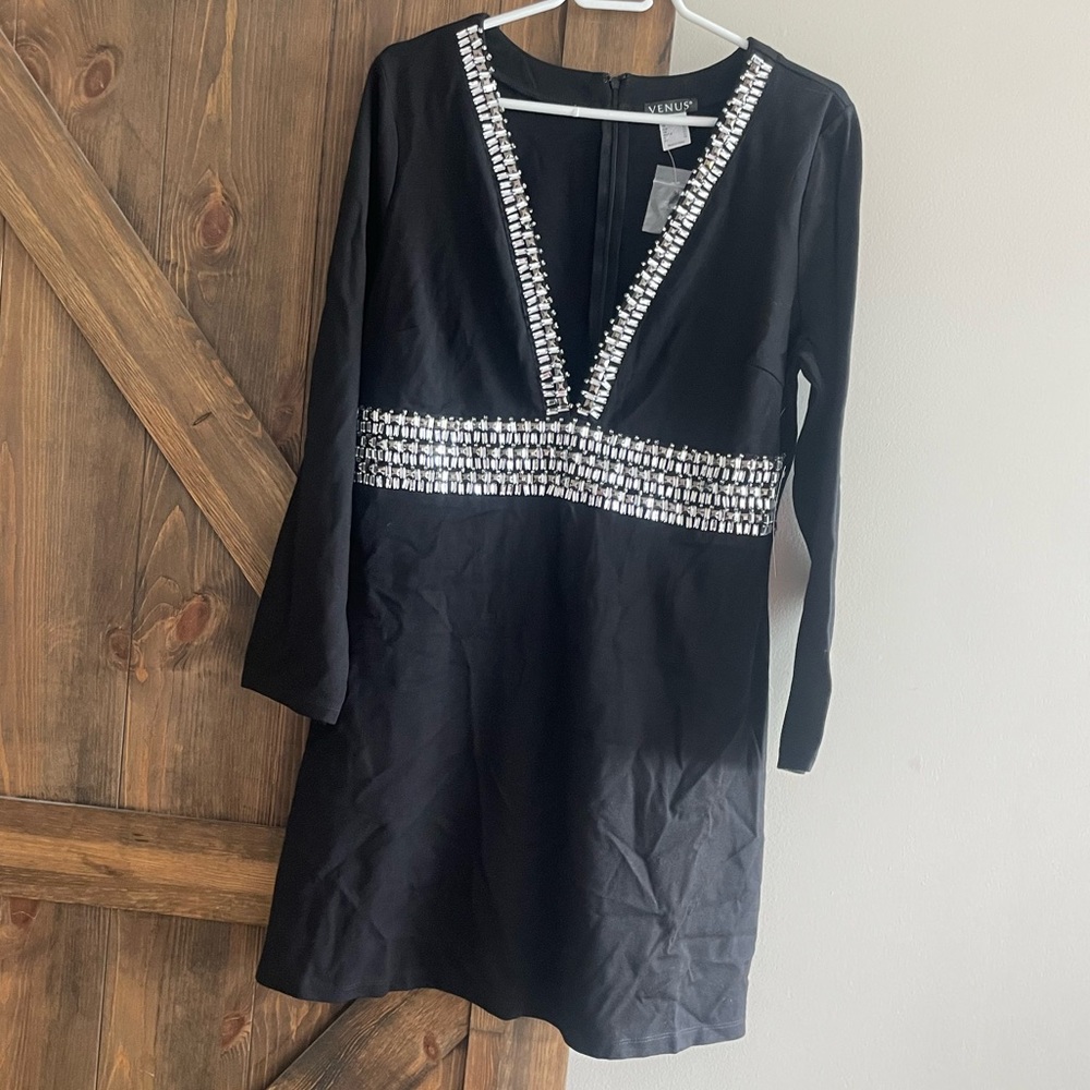 Venus Deep V Neck Gem Dress